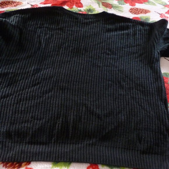 Rib- Knit Baggy V-neck Long sleeve Black sweater  MED - Picture 6 of 7